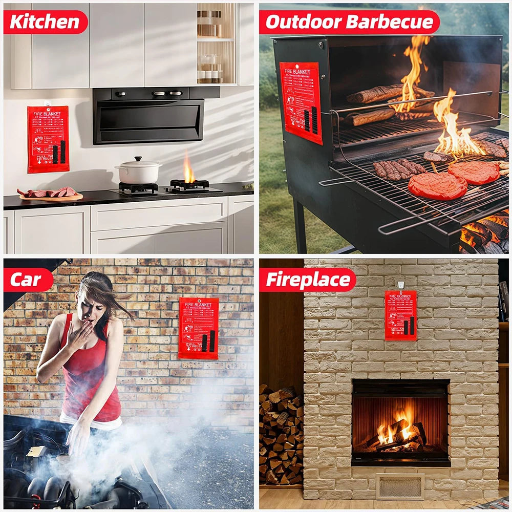 Fire Blanket – Emergency Heat & Flame Resistant Safety Cover (Kitchen, Home, Car, Camping)