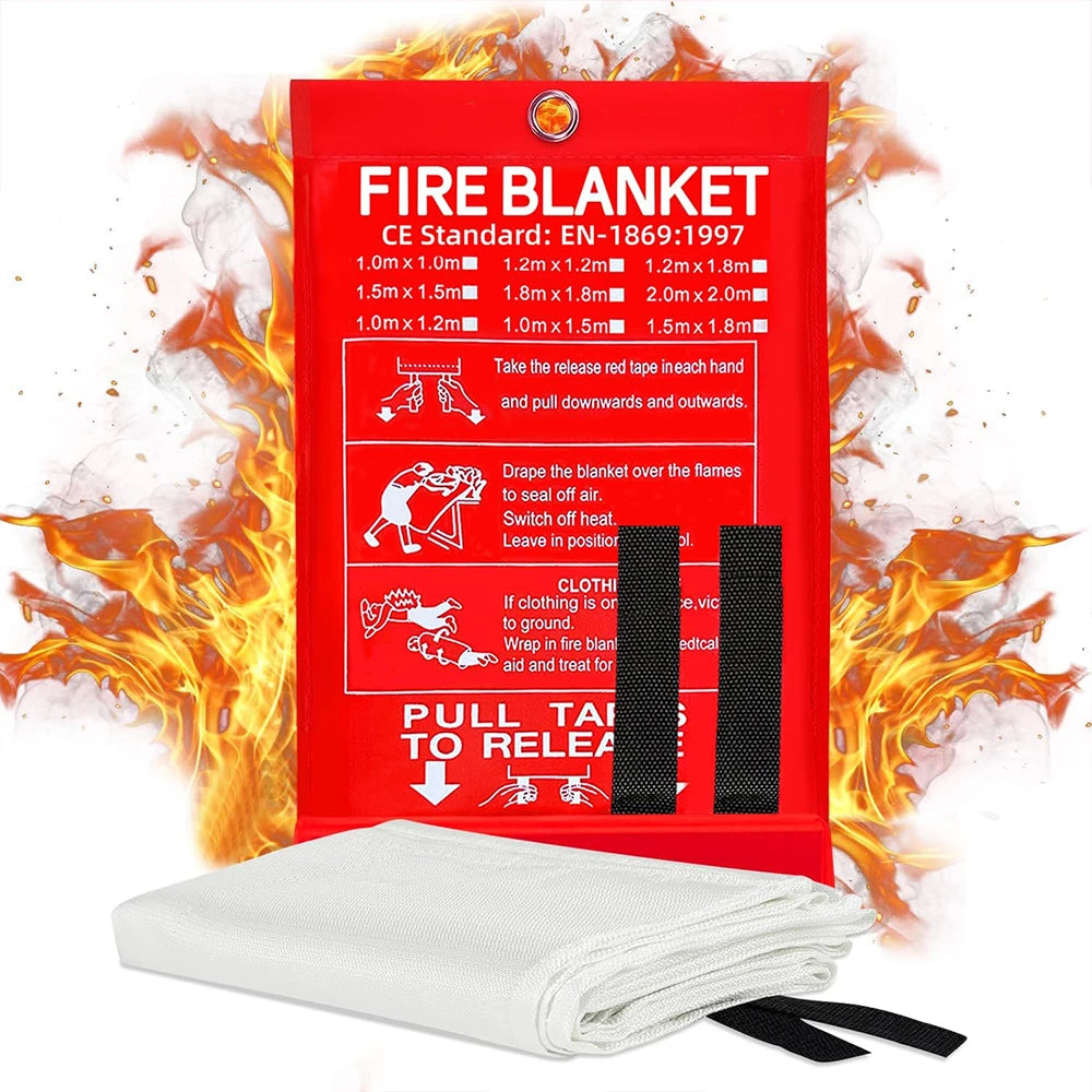 Fire Blanket – Emergency Heat & Flame Resistant Safety Cover (Kitchen, Home, Car, Camping)