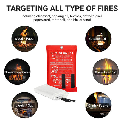 Fire Blanket – Emergency Heat & Flame Resistant Safety Cover (Kitchen, Home, Car, Camping)