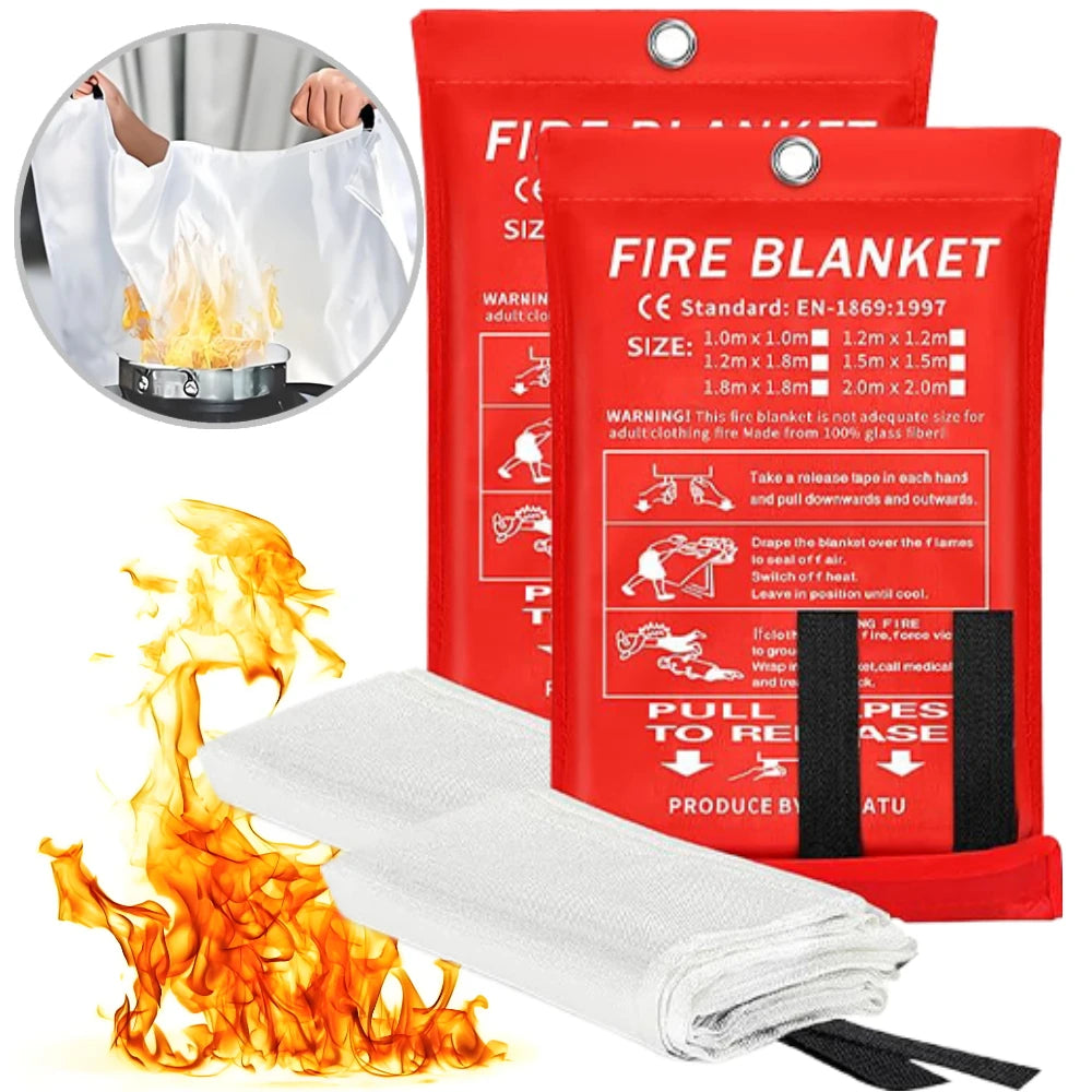 Fire Blanket – Emergency Heat & Flame Resistant Safety Cover (Kitchen, Home, Car, Camping)