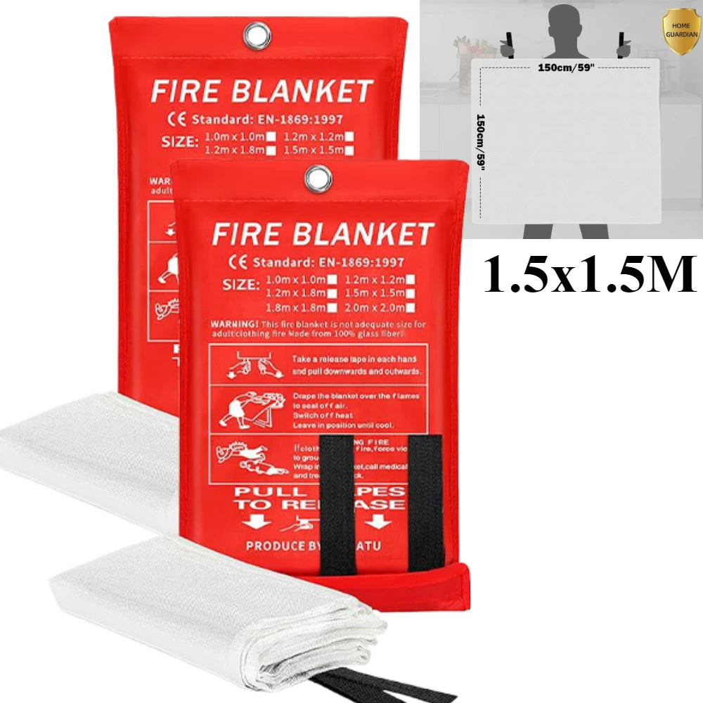 Fire Blanket – Emergency Heat & Flame Resistant Safety Cover (Kitchen, Home, Car, Camping)