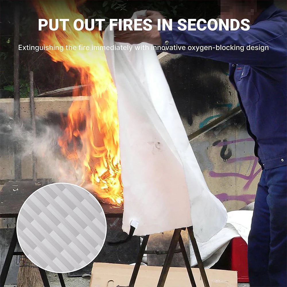 Fire Blanket – Emergency Heat & Flame Resistant Safety Cover (Kitchen, Home, Car, Camping)