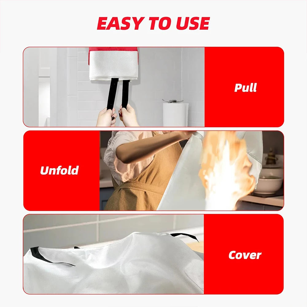 Fire Blanket – Emergency Heat & Flame Resistant Safety Cover (Kitchen, Home, Car, Camping)