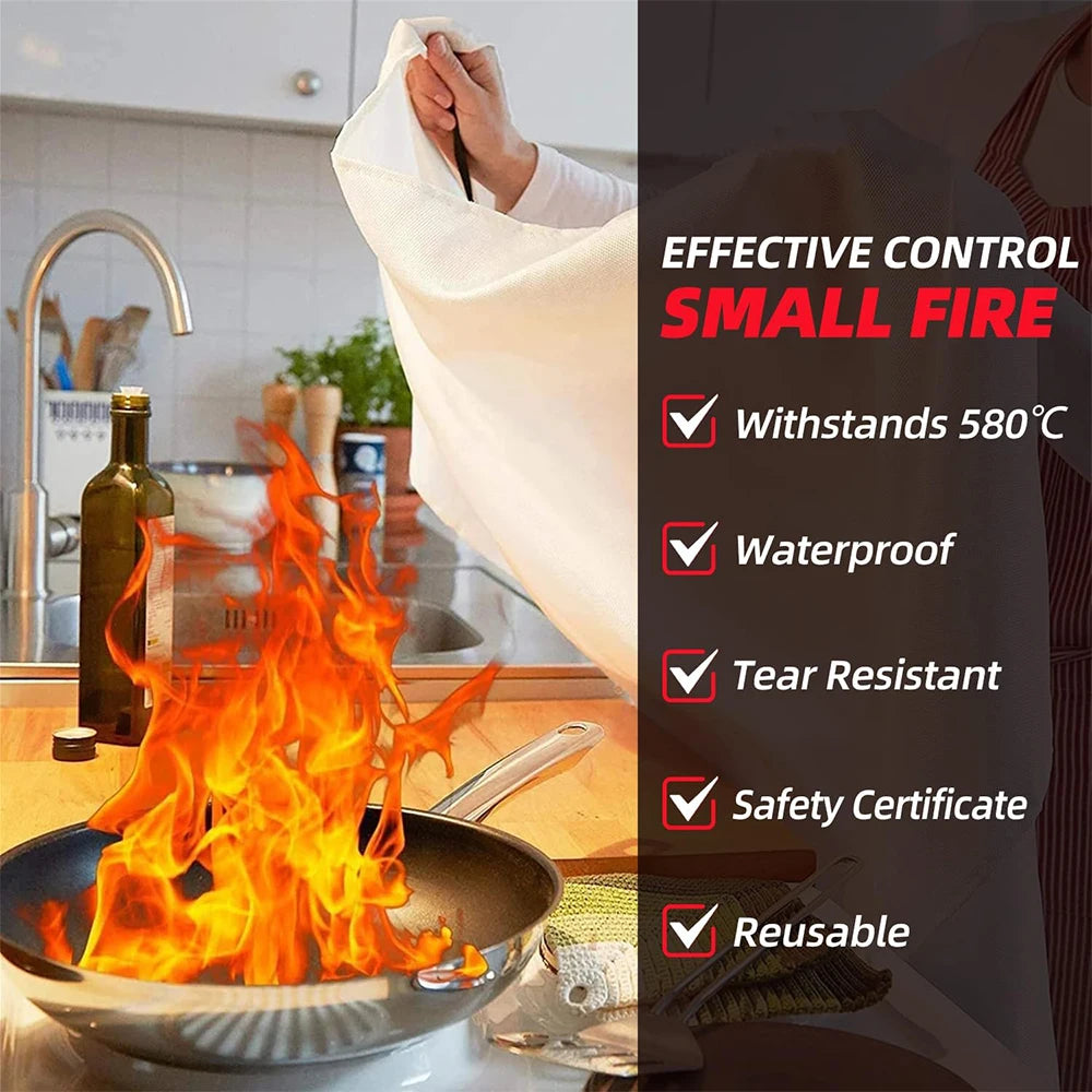 Fire Blanket – Emergency Heat & Flame Resistant Safety Cover (Kitchen, Home, Car, Camping)