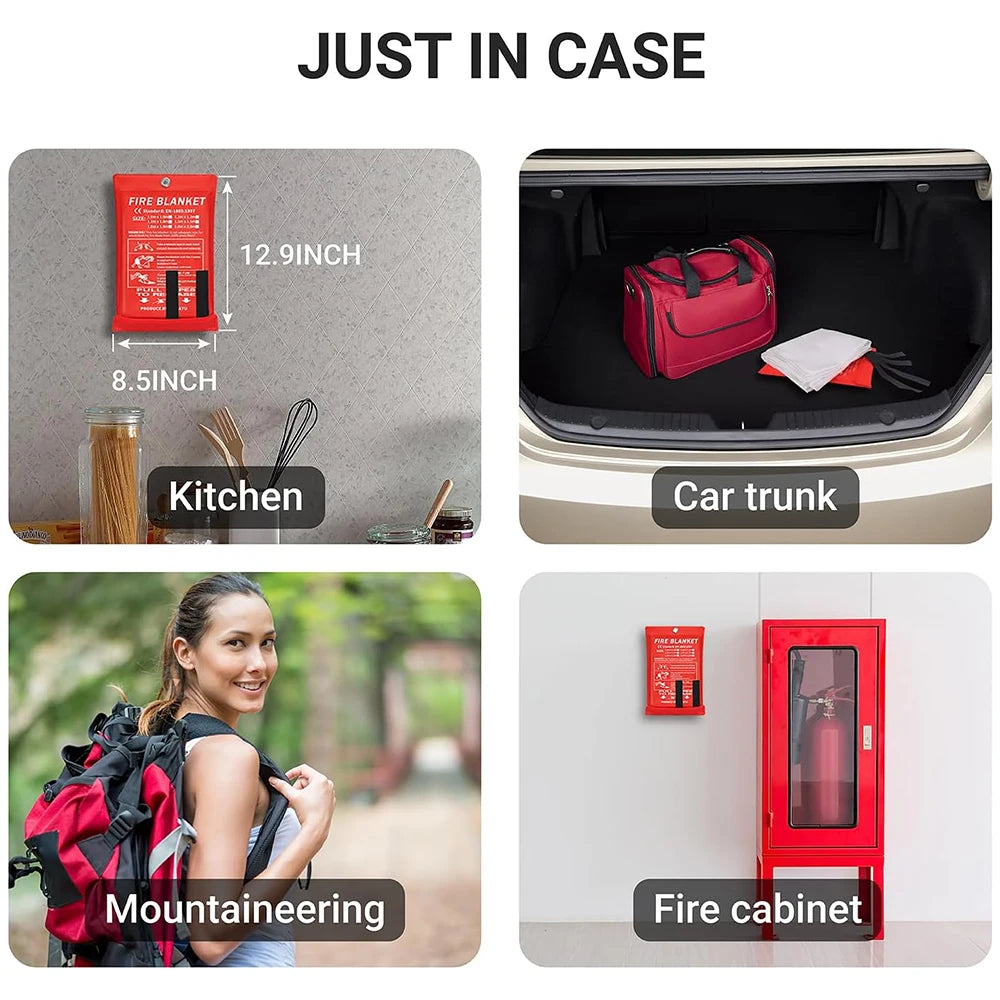 Fire Blanket – Emergency Heat & Flame Resistant Safety Cover (Kitchen, Home, Car, Camping)