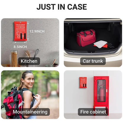 Fire Blanket – Emergency Heat & Flame Resistant Safety Cover (Kitchen, Home, Car, Camping)