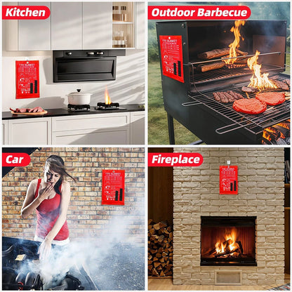 Fire Blanket – Emergency Heat & Flame Resistant Safety Cover (Kitchen, Home, Car, Camping)